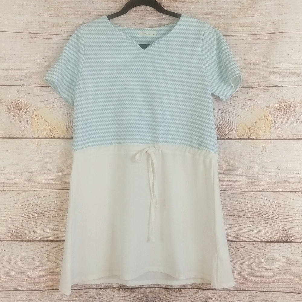 Mayuki dress blue and cream dress sz med